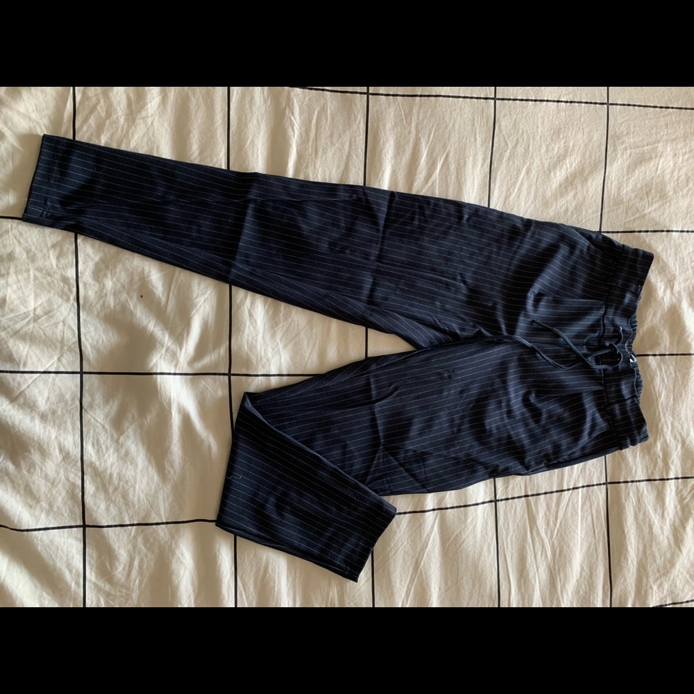 Pleated stripped work pant